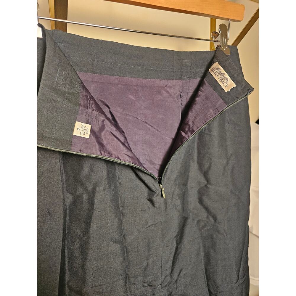 Linda Allard 100% Silk Forrest Green Women's Skirt - Picture 5 of 9